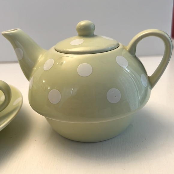 Ganz 4 piece individual Tea Server Set Polka Dot Cup saucer Teapot and lid - Picture 4 of 9